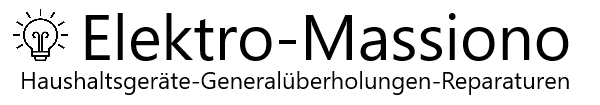 Logo von Elektro-Massiono, einem Unternehmen für Haushaltsgeräte, Generalüberholungen und Reparaturen.